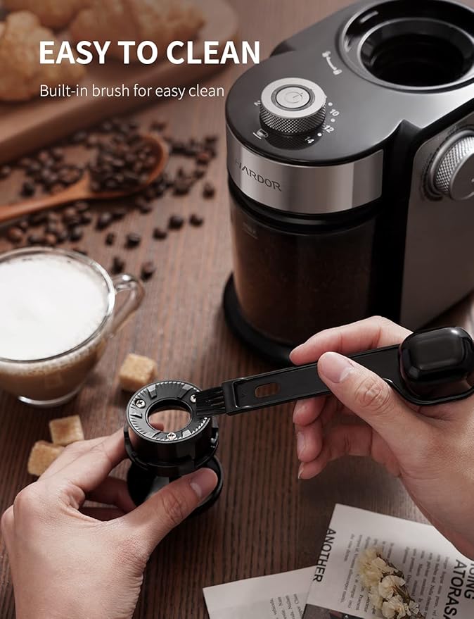 SHARDOR Burr Coffee Bean Grinder Electric, Adjustable Burr Mill with 16 Precise Grind Setting for 2-14 Cup, Silver