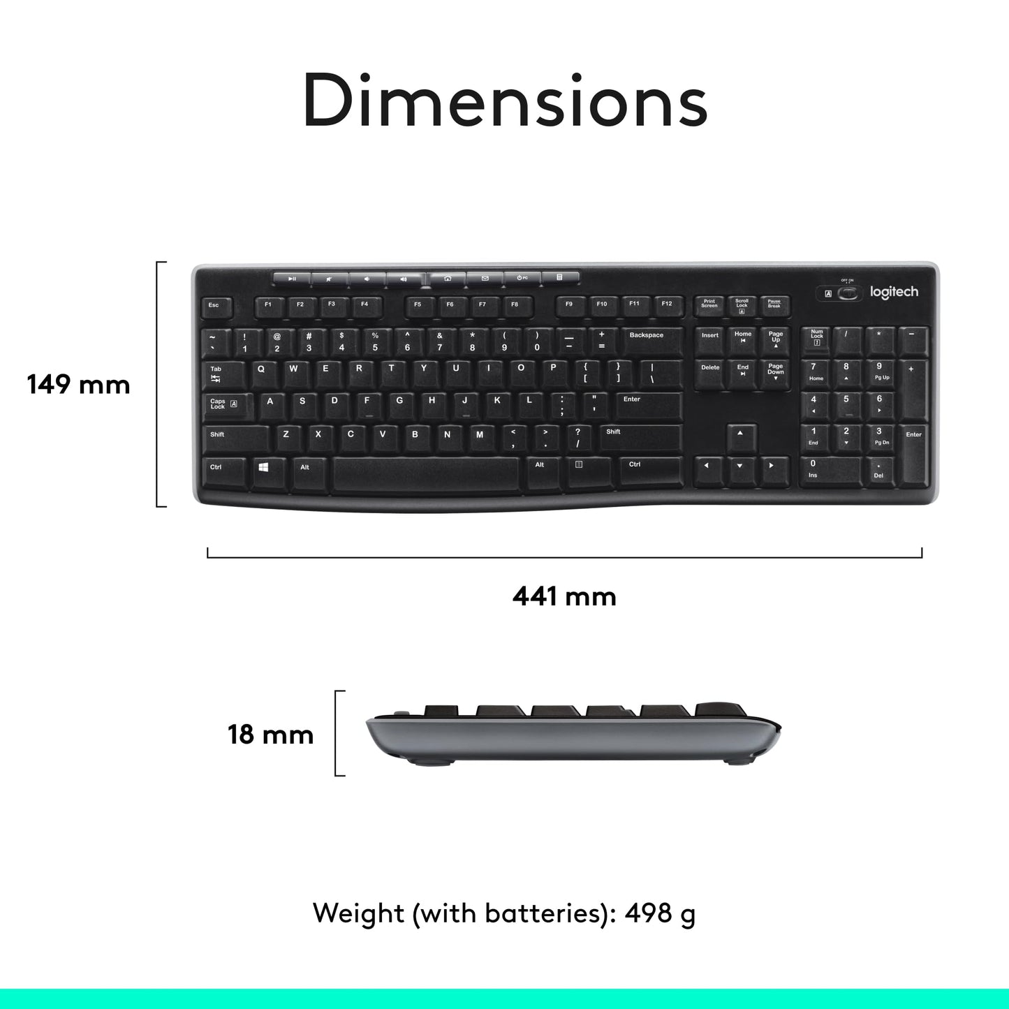 Logitech MK270 Full Size Wireless Keyboard and Mouse Combo - Black