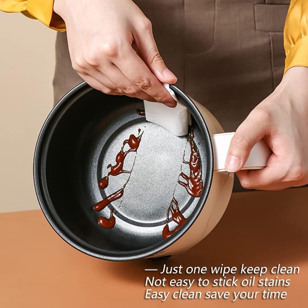 Drizzle Electric Cooker 1.7L - Multifunctional Hot Pot Non-stick Pan - Dorm Office Portable Rapid Ramen Cooker Boil Dry Protection - For Noodles Steak Cooker Eggs Stir-Frying Pasta Oatmeal