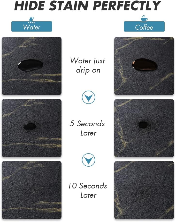 AMOAMI Coffee Mat Hide Stain Rubber Backed Absorbent Dish Drying Mat for Kitchen Counter-Coffee Bar Accessories, Black & Gold, 17"X31.5"