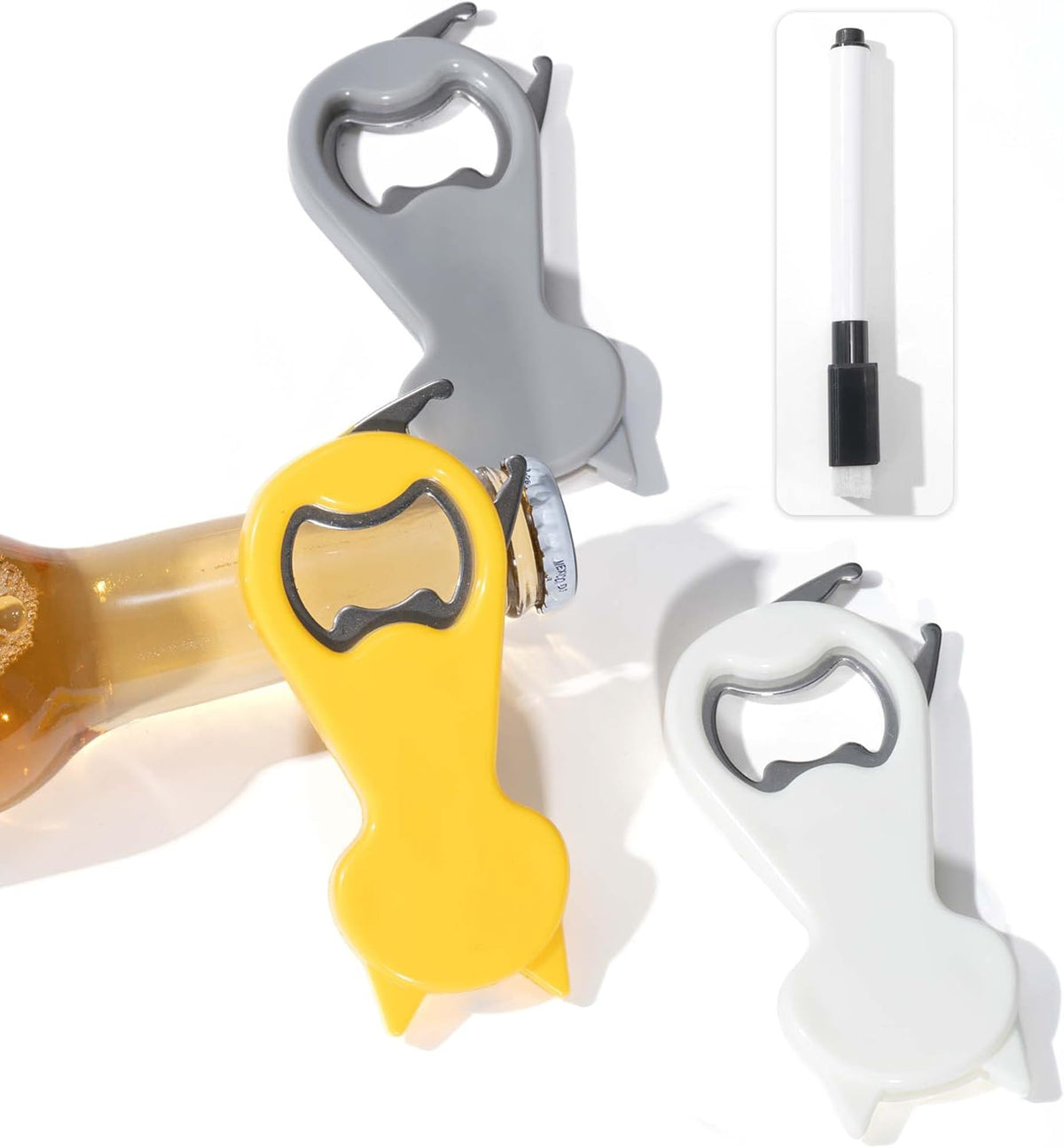 Li&Zhao Cat Beer Bottle Opener Magnet - 3 PCS Cute Magnetic Bottle Opener for Fridge Novelty Beer Beverage Drinking Opener with 3 DIY Pen for Girls Dad Bartender,Bar Barbecue Parties Restaurant