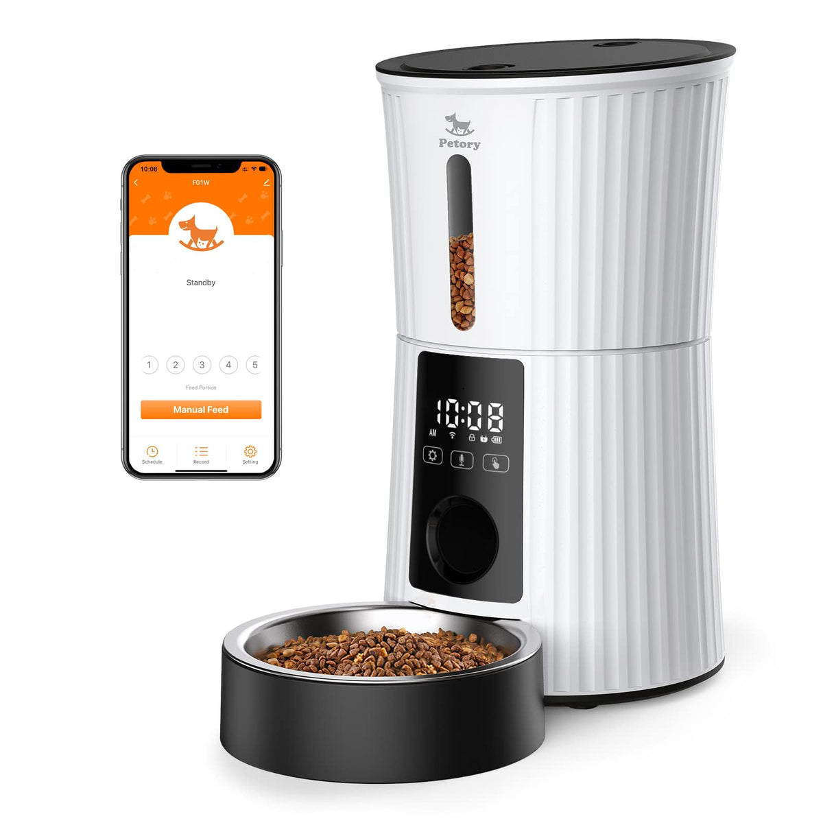 Petory WiFi Automatic Cat Feeder - 4L Dry Food Dispenser for Cats and Dogs