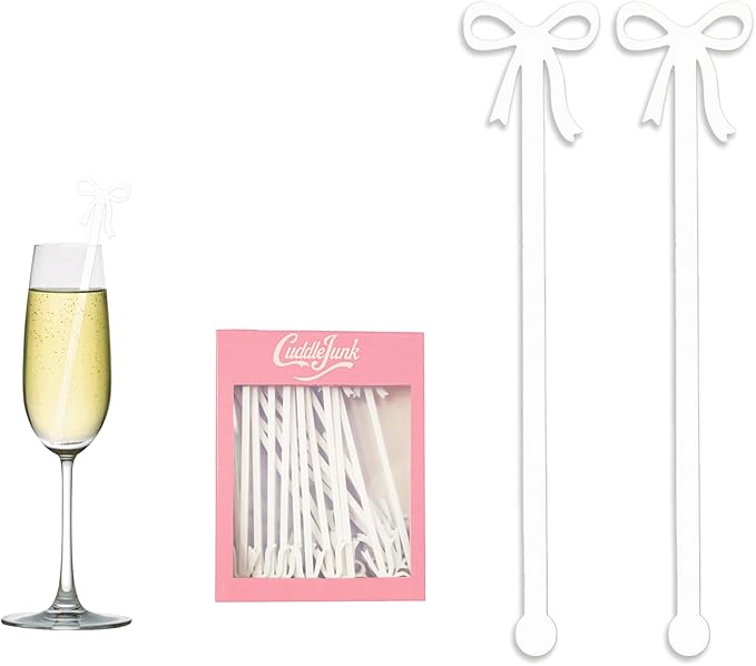 20 pcs Bow Drink Stirrers, Acrylic Drink Stirs for Bow Themed Party Decoration, Coquette Birthday Cocktail Wedding Decorations Party Favors (white)