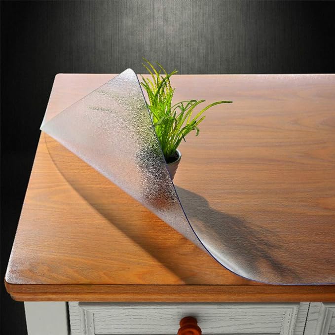 NECAUX Custom 12 x 28 Inch Frosted Desk Cover Protector, 1.5mm Thick Plastic Desk Pad Mat, Table Cover Tablecloth Protector for Office Computer Writing Desk, Side Table, End Table, Night Stand Dresser