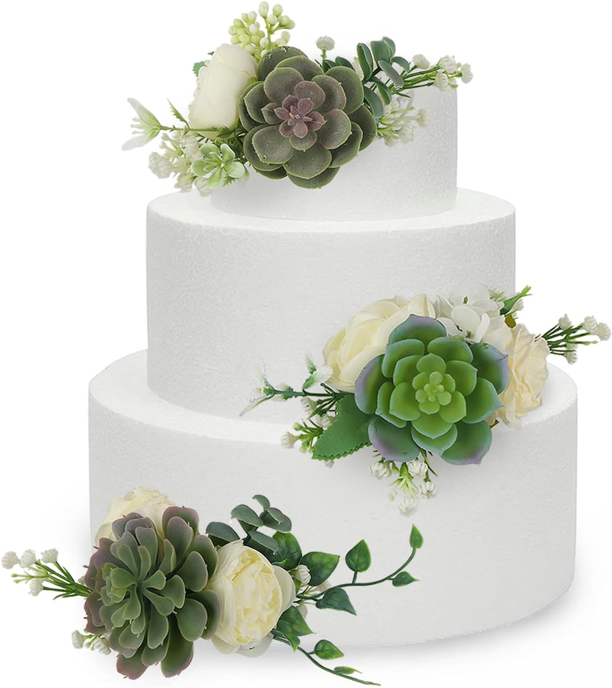 Rinlong Pre-made 3Pcs Faux Succulent Cake Decorating Flowers Cake Toppers Green Cake Decorations Wedding Birthday Baby Shower Spring Cake Decor Topper