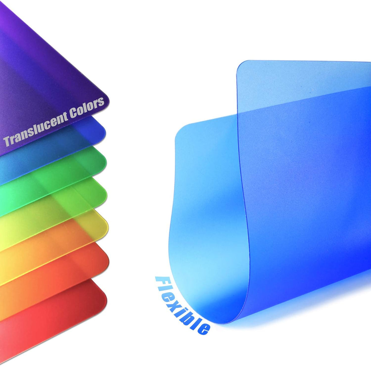 Fotouzy Plastic Cutting Boards for Kitchen, Flexible Cutting Mats Set of 7, BPA-Free, Non-Porous, Dishwasher Safe, 15x12 In, 7 Translucent Colors