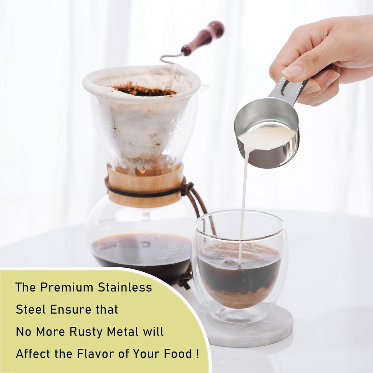 2PCS 1/2Cup (120ml, 4oz) Single Measuring Cup, Stainless Steel Measure Scoop, Metric and US Measurement, Dishwasher Safe