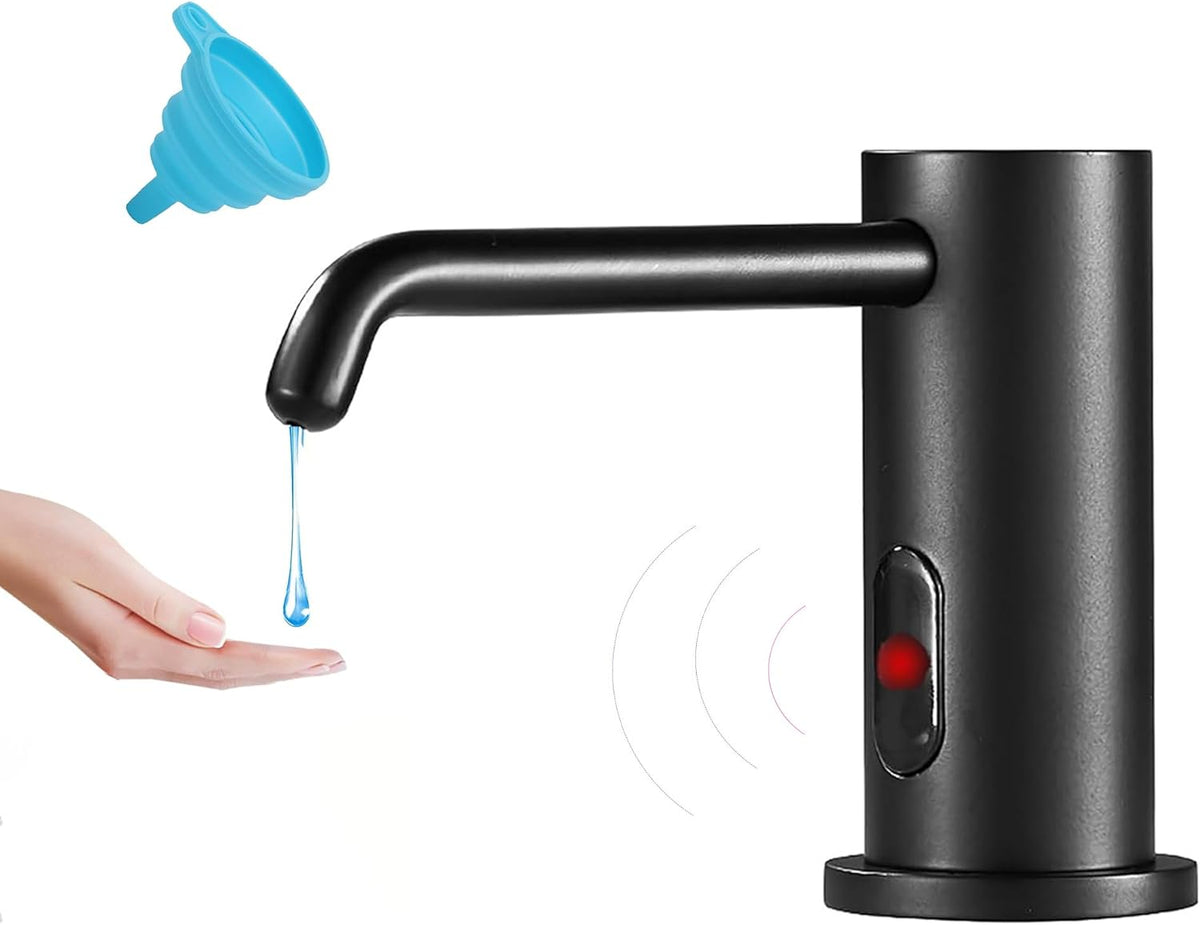 Touchless Automatic Soap Dispenser for Kitchen Bathroom Sink Built in Liquid Commercial Electric Soap Dispenser with Bottle and Pump Matte Black