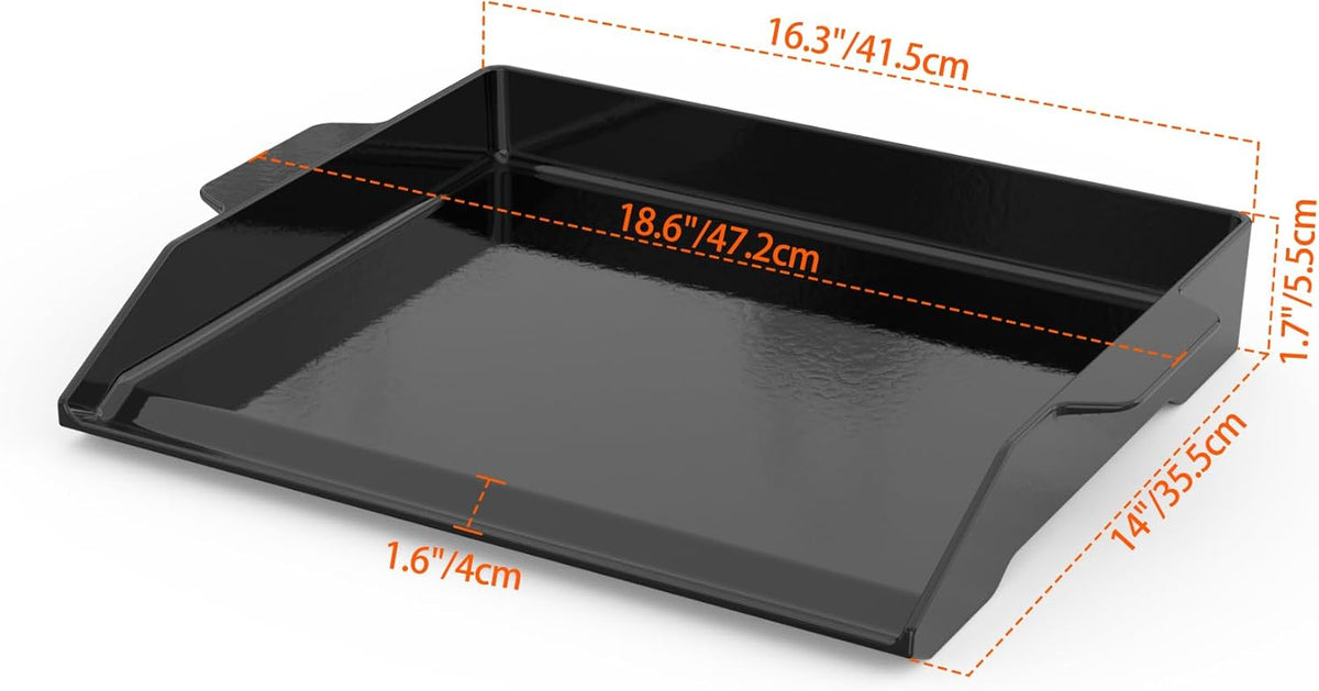 Onlyfire Universal Enamelled Cast Iron Griddle, BBQ Flat Top Griddle for Any Grills and Gas Hob, 18.6" x 14"