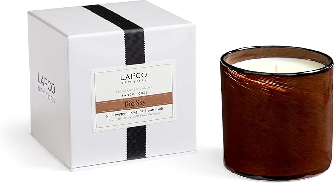 LAFCO New York Signature Candle, Big Sky - 15.5 oz - 90-Hour Burn Time - Reusable, Hand Blown Glass Vessel - Made in The USA