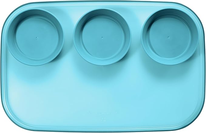 madesmart dipware 3 Bowl Serving Tray, Collapsible & Removable Dip Bowls for Charcuterie, Guacomole, Snacks, Veggies, Premium Dishwasher & Microwave Safe, Multipurpose Plate & Bowl, Turquoise