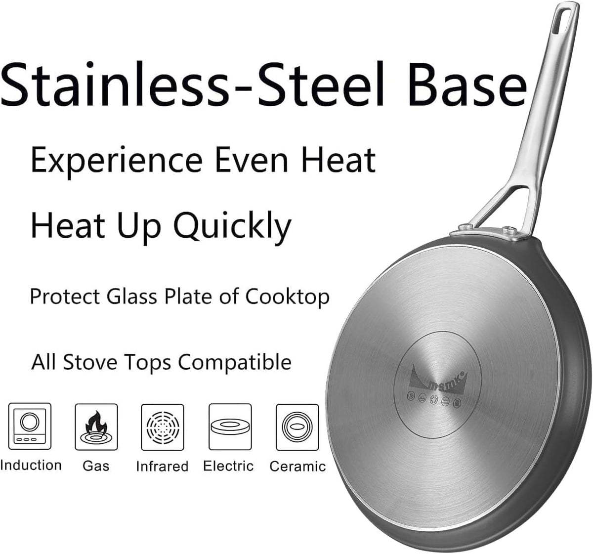 MsMk Crepe Pan with Spreader, 8 Inch Titanium and Ceramic Nonstick Flat Skillet Tortilla Egg Pan, Induction Compatible, PFOA Free, Oven Safe to 700°F