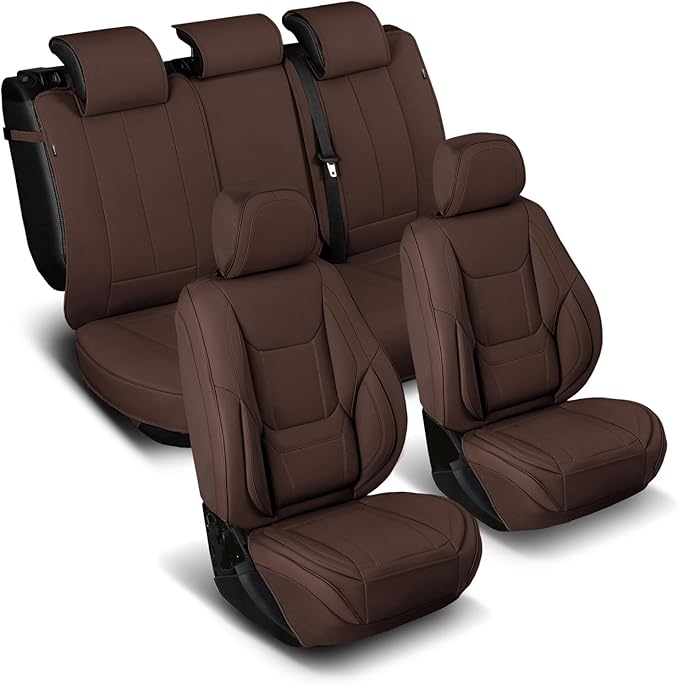 Coverland Custom Fit Car Seat Covers for SUV Compatible with [2009-2018 Subaru Forester] Premium Car Seat Cover Water Resistant Leather Non-Slip Interior Protector [Full Set Dark Brown - Chart X77]