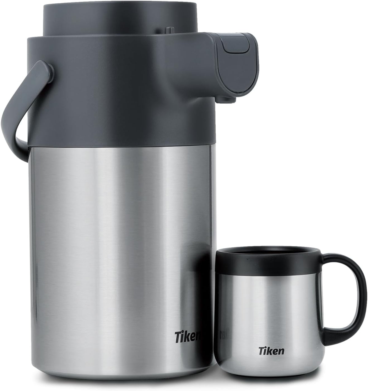 Tiken Airpot Coffee Dispenser with Pump - 102oz/3L Thermal Coffee Carafes for Hot Beverage - Stainless Steel Insulated Coffee Thermos Carafe, Silver