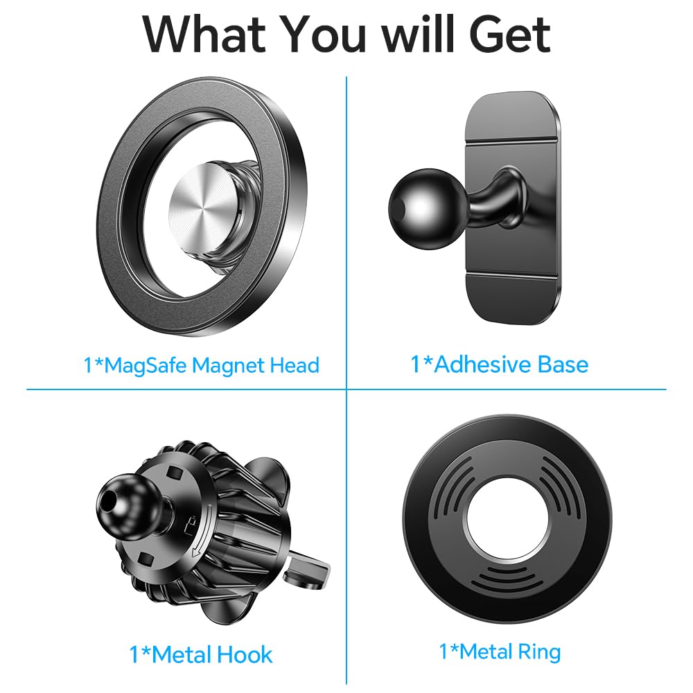 for iPhone Magsafe car Mount【20 Strong Magnets】Magnetic Phone Holder for Car Dashboard【360° Rotation】Hands Free Car Phone Holder Mount Dash Fit iPhone 15 14 13 12 Pro Max Plus MagSafe Car Accessories