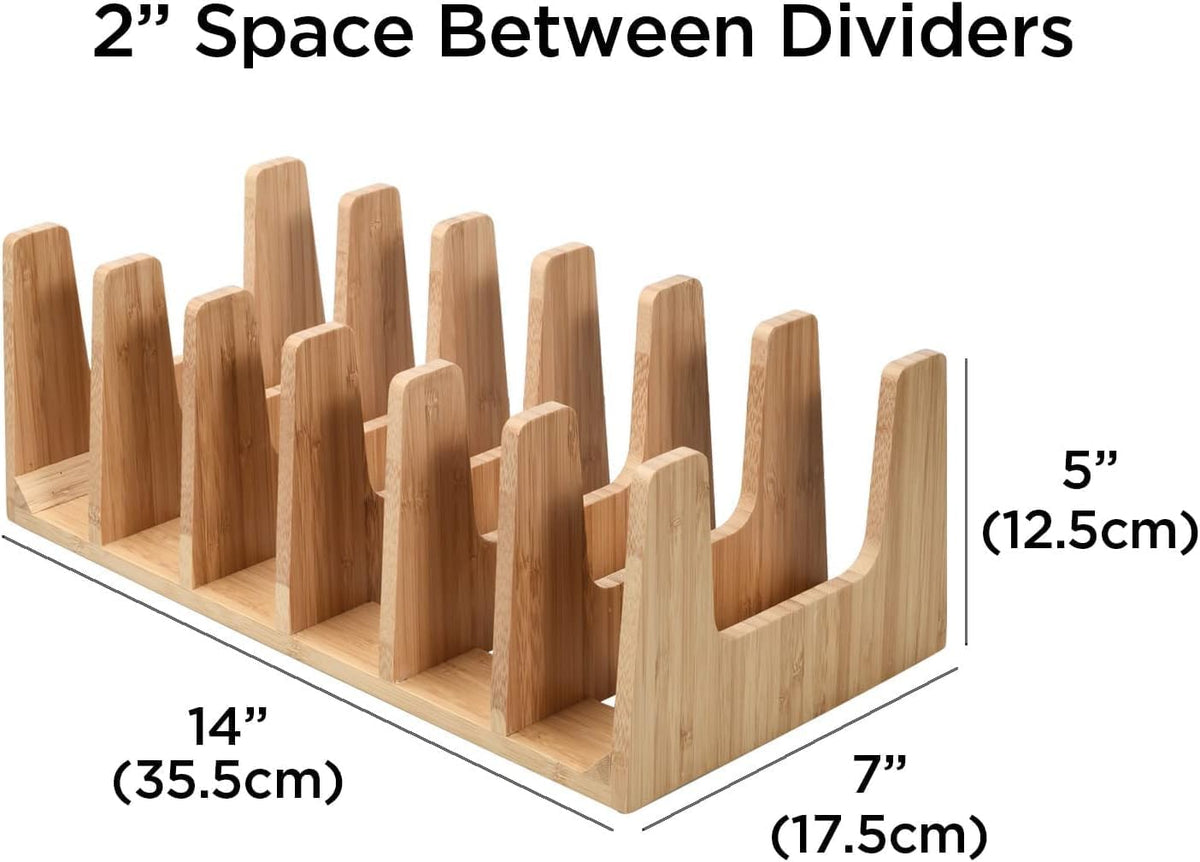 Kitchen Cabinet Organizer - Sturdy Bamboo Pot and Pan Organizer for Inside Cabinet - Multiuse Lid Organizer - Durable & Minimalist Kitchen Cabinet Organizer