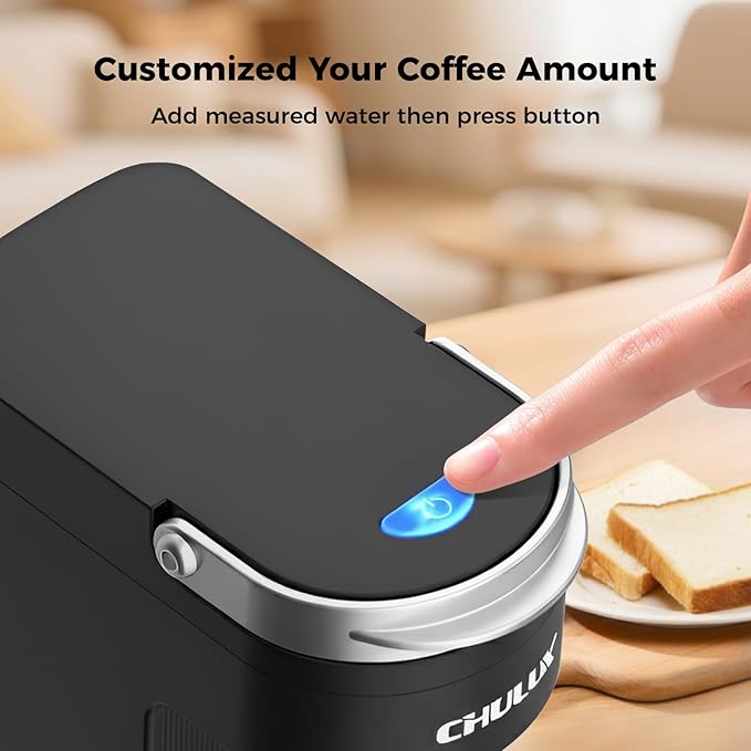 CHULUX Slim Single Serve Coffee Maker for K Pods, One Cup Coffee Maker Fits 7.3" Travel Mugs, Coffee Machine with 6 to 12oz Brew Sizes
