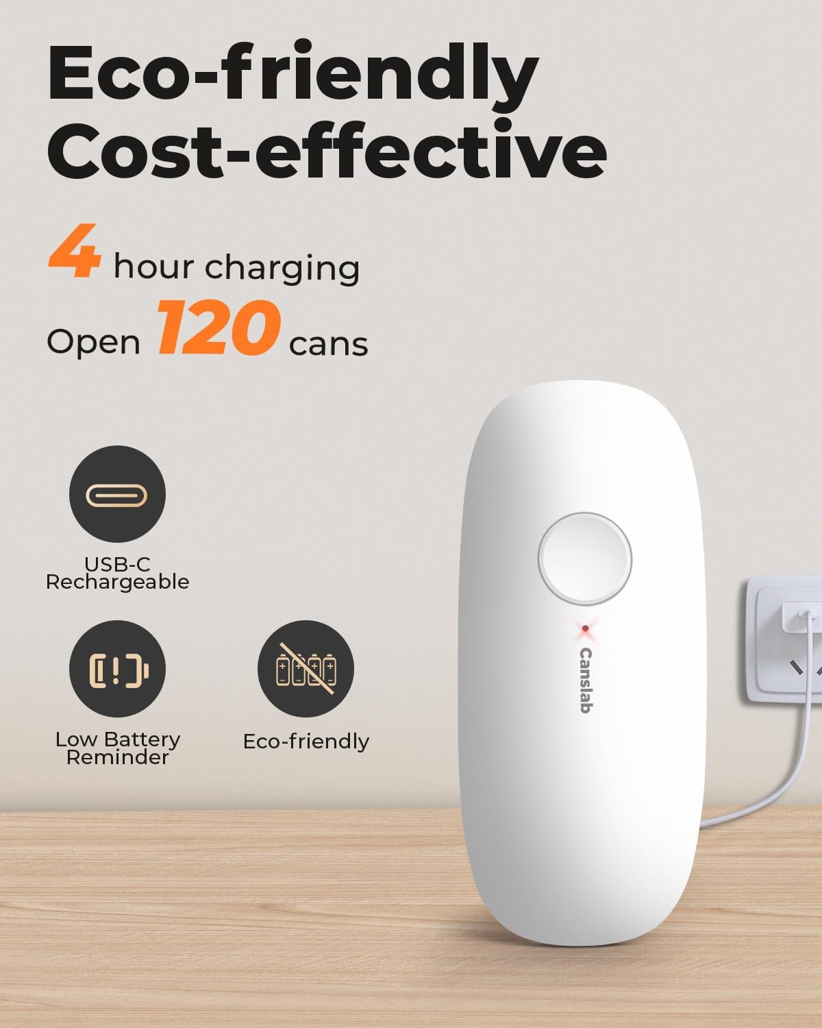 Ultrablde SE - USB Rechargeable Electric Can Opener for Kitchen for Seniors with Arthritis- Cordless Battery Powered Automatic, Side Cut, Smooth Edge, Handsfree, for Small or Large Cans, White
