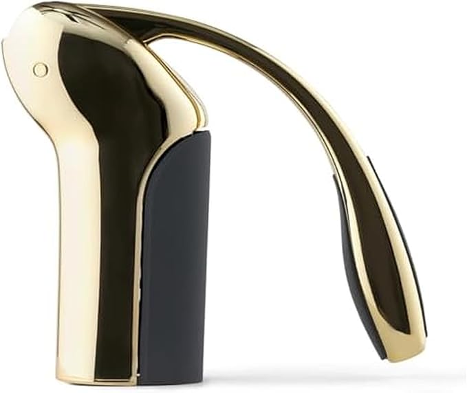 Rabbit Vertical Corkscrew Wine Opener with One-Pull Lever Design, Easy Manual Operation, Includes Foil Cutter and Durable Stainless Steel Spiral, Gold