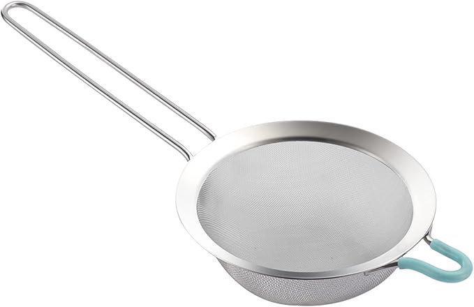304 Stainless Steel 5.51 inch Fine Mesh Strainers for Kitchen, Colander-Skimmer with Handle, Sieve Sifters for Food, Tea, Rice, Oil, Noodles, Fruits, Vegetable 5.5 inch