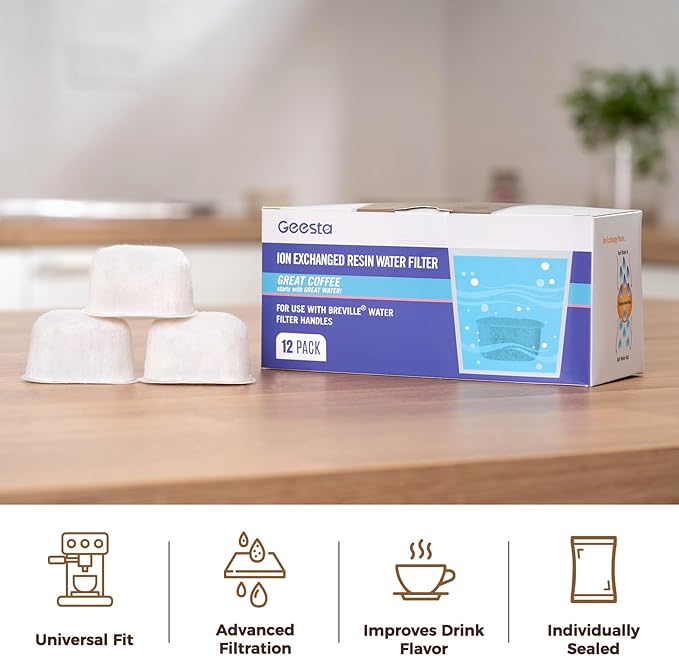 12 Pack Replacement Water Filters Compatible with Breville BWF100 with Ion Exchange Resin inside