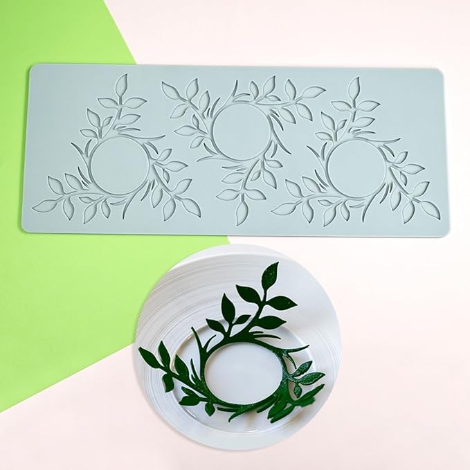 TUKE Leaf Molds Silicone Fondant Molds 3D Ring Leaf Flower Chocolate Molds, Silicone Molds for Baking, Sugar Craft, Wax, Gum Paste, Cupcakes, Clay (Flower_12.08x4.92x0.12inch)