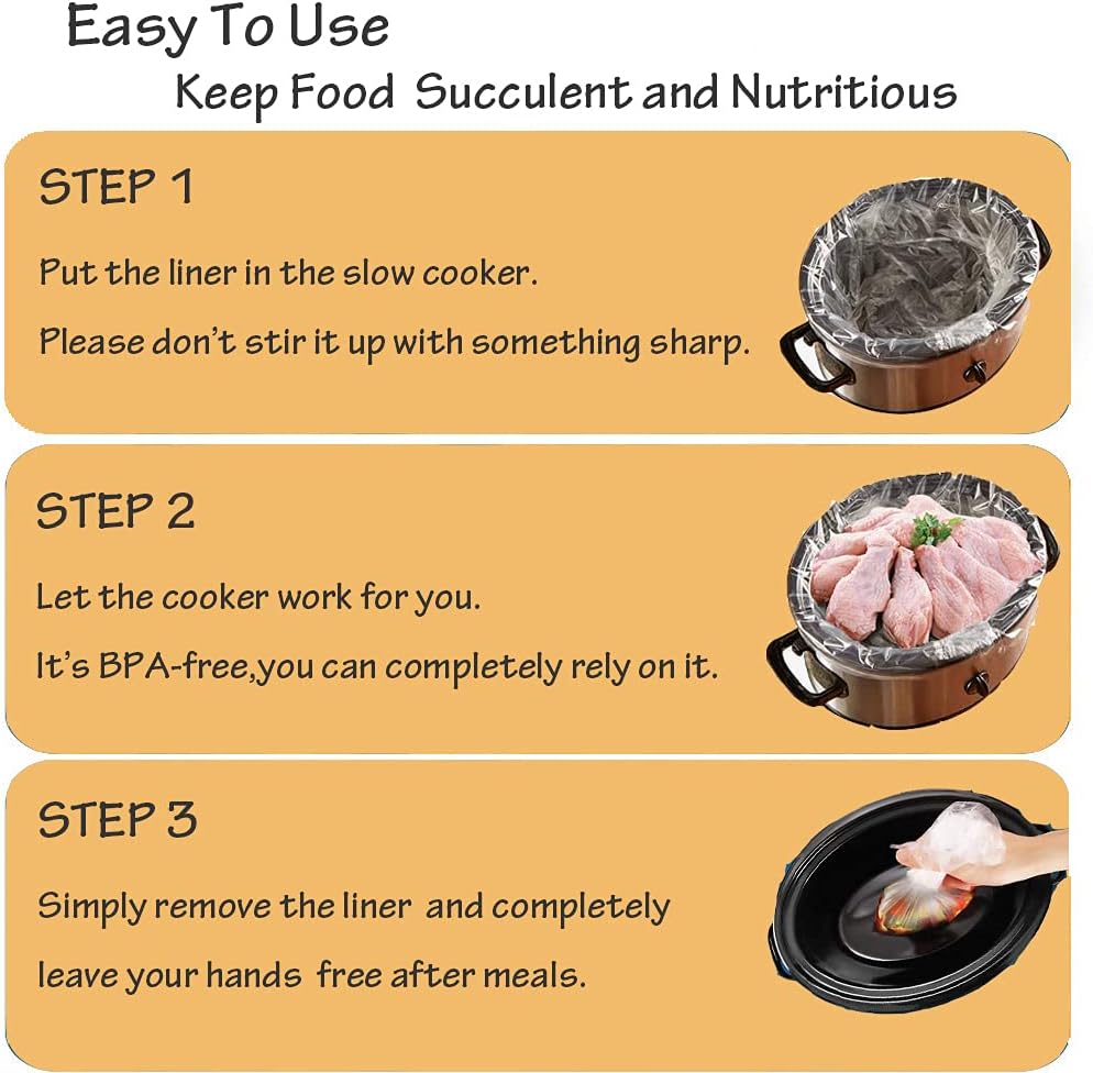 48 Bags Slow Cooker Liners, Disposable, Plastic, White, Self Seal, BPA Free, 21 inches x 13 inches, 3 quarts (48)