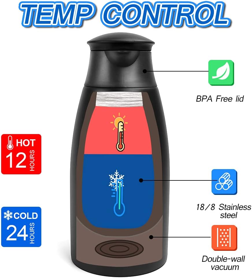 70oz Coffee Carafe Airpot Insulated Coffee Urn Stainless Steel Vacuum Thermal Pot Flask Dispenser for Coffee, Hot Water, Tea, Hot Beverage - Keep 12 Hours Hot, 24 Hours Cold-Black