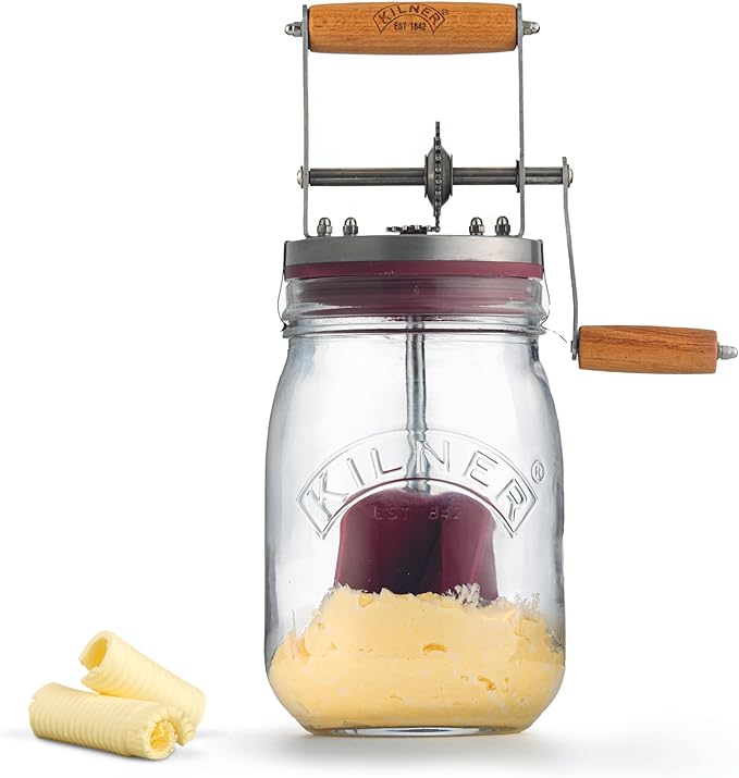 Kilner Vintage Glass Butter Churn; Delicious Homemade Butter in as Little as Ten Minutes; Large 34-Fluid Ounce Capacity Butter Churner, 1 EA