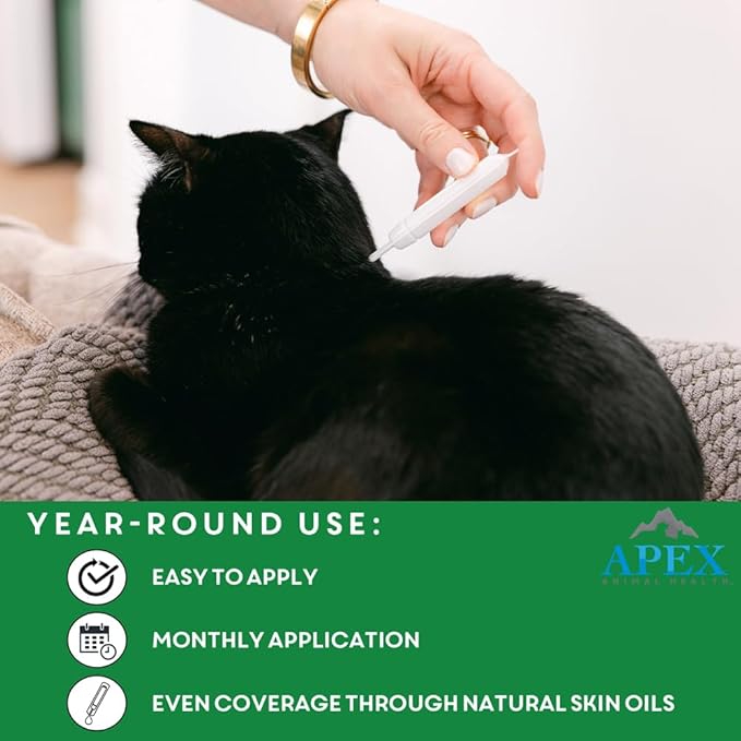 Apex Plus Cat Flea and Tick Treatment | 6-Month Supply, Over 1.5 lbs | Flea Treatment for Cats & Kittens | 24-Hour Activation, Waterproof, 30-Day Protection
