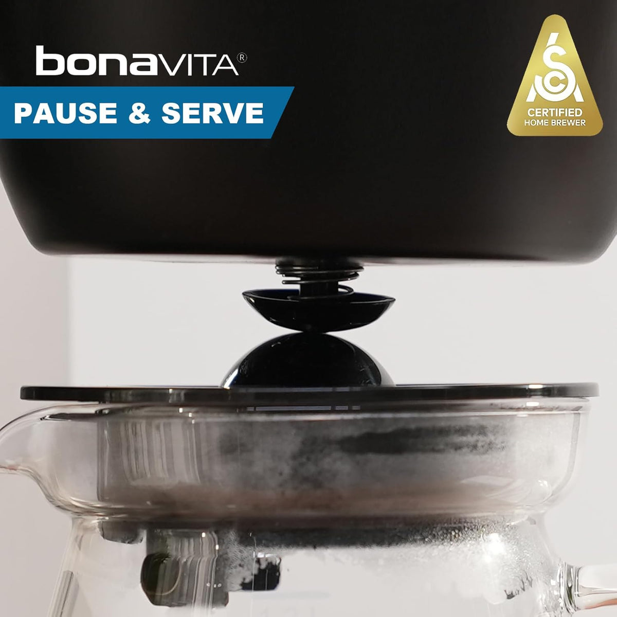 Bonavita Enthusiast 8 Cup Drip Coffee Brewer, Pour Over, SCA Certified Coffee Machine with Glass Carafe, Stainless Steel Panel, Removable Reservoir