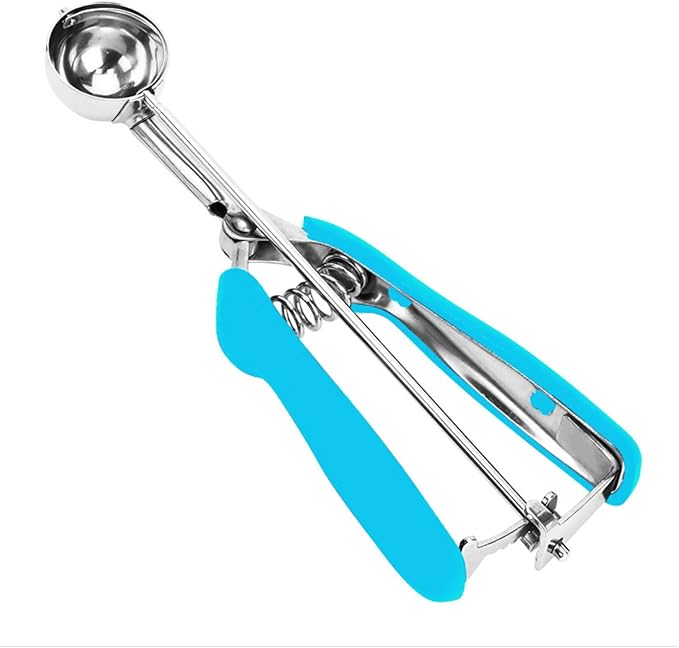 Mini Cookie Scoop, 2Tsp/10ml/0.34oz Cookie Scoops for Baking, 18/8 Stainless Steel Cookie Scooper for Baking, Cookie Dough Scoop with Non-slip Grip (Blue)