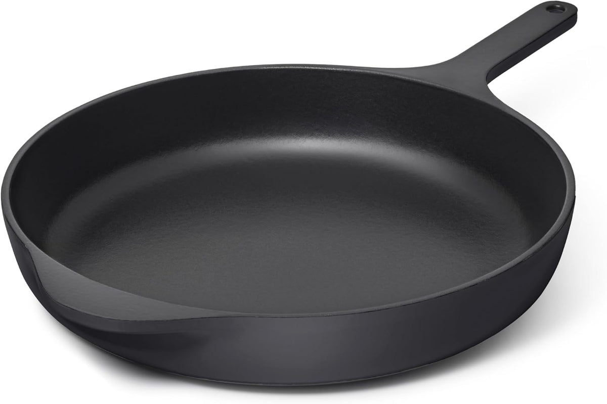 Caraway Cast Iron Skillet - 12” Enameled Cast Iron Pan With 3 Layer Enamel Coating - No Seasoning Required - Compatible With All Stovetops - Free From Forever Chemicals - Charcoal