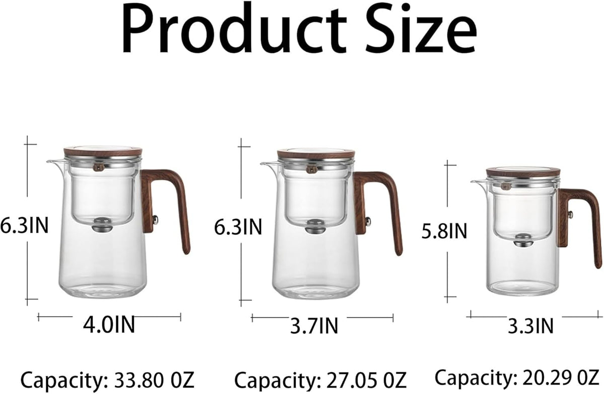 Enchanti Tea Pot, Witchcraft Magic Glass Teapot with Infuser Strainer and Lid for Loose Leaf Tea Herbal, Magnetic Water Separation Tea Maker Kettle with Cups Clear Enchantipot (1000ml)
