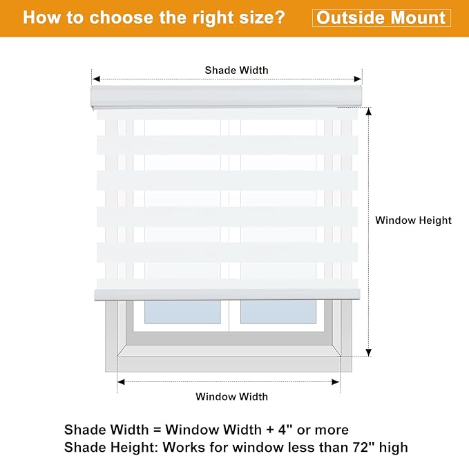 Persilux Cordless Zebra Blinds for Windows, Light Filtering Roller Shades for Windows (67" W x 72" H, White) Light Control for Day and Night, Light Filtering Sheer Shades for Home, Office, Bedroom