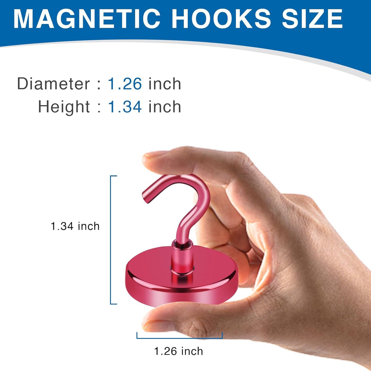 LOVIMAG Cruise Ship Essentials, 110Lbs Cruise Door Magnets, Red Cruise Magnetic Hooks, Magnetic Hooks Heavy Duty for Hanging Celling, Grill, Refrigerator Kitchen-6 Pack