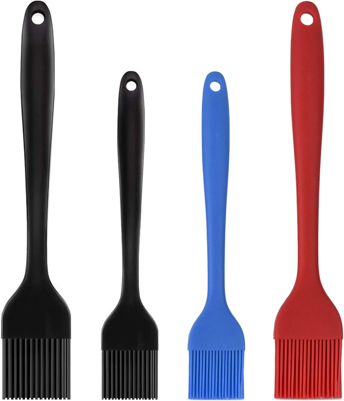 Silicone Basting Pastry Brush Set 4 Pack Heat Resistant Spread Oil Butter Sauce for BBQ Grill Barbeque Kitchen Baking Cooking Pastries, 2 Large & 2 Small Multicolor