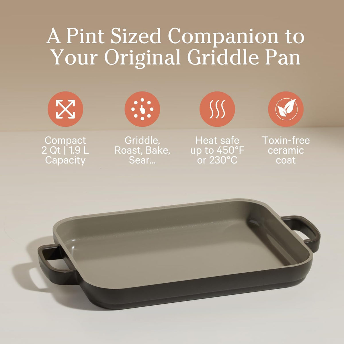 Our Place Mini Griddle Pan - 2 Quart Nonstick Ceramic Sheet Pan & Stovetop Griddle with Handles | Toxin-Free Cast Aluminum | Oven Safe up to 450°F | Char