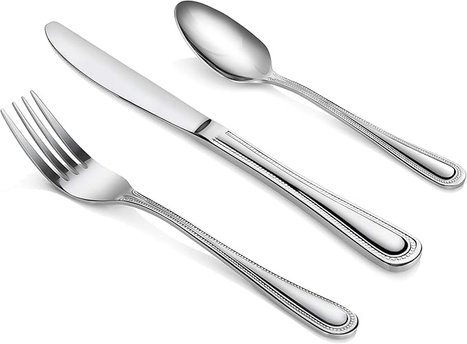 New Star Foodservice Bead Pattern, Stainless Steel, 36-Piece Flatware Set