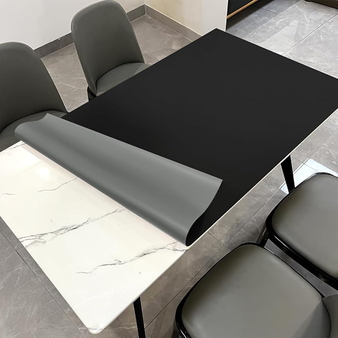 Leather Table Cover,1.8mm Thick,42x72 Inch Table Protector,Table Protector for Dining Room Table,Dining Room Table Protector Pad.(Black+Gray,42x72)