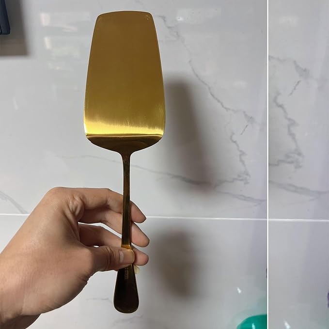 1Pcs Stainless Steel Lasagna Server,Stainless Steel Solid Turner,Stainless Steel Cake Pizza Shovels Kitchen Server (gold)
