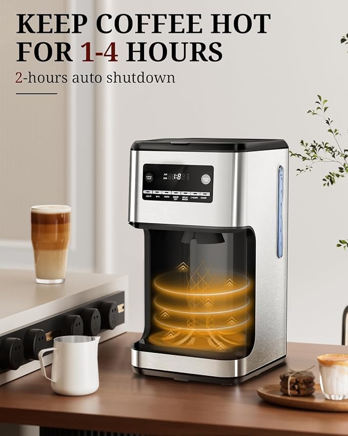 Kismile Coffee Maker, 14-Cup Programmable Drip Coffee Makers Machines with Timer, Keep Hot Plate & Reusable Filter, Self-Cleaning, Auto Pause, Stainless Steel