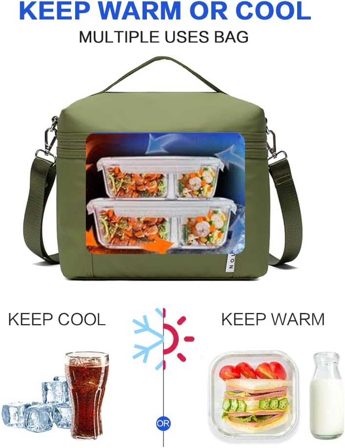 NOL Natural Organic Lifestyle Insulated Lunch Bags for Women Cooler Bag Lightweight Nylon Waterproof Lunch Box For Work