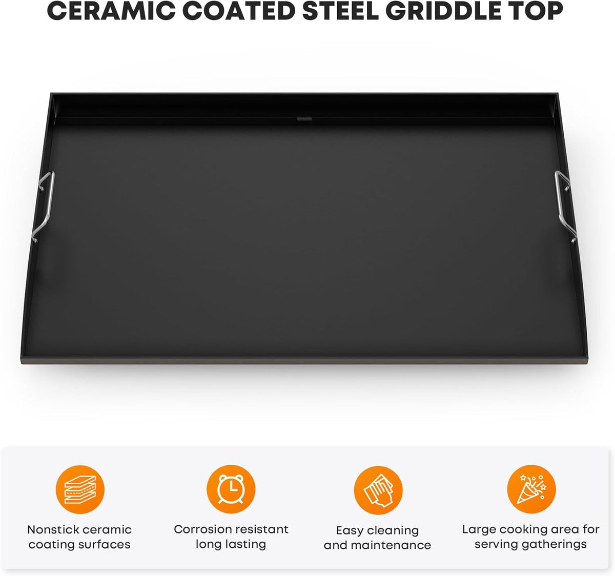 Stanbroil 36 Inch Flat Top Griddle Replacement Top for Blackstone 36" 4-Burner Gas Grill Cooking Station, Ceramic Coated Steel Griddle Top Replacement with Rear Grease System, Black