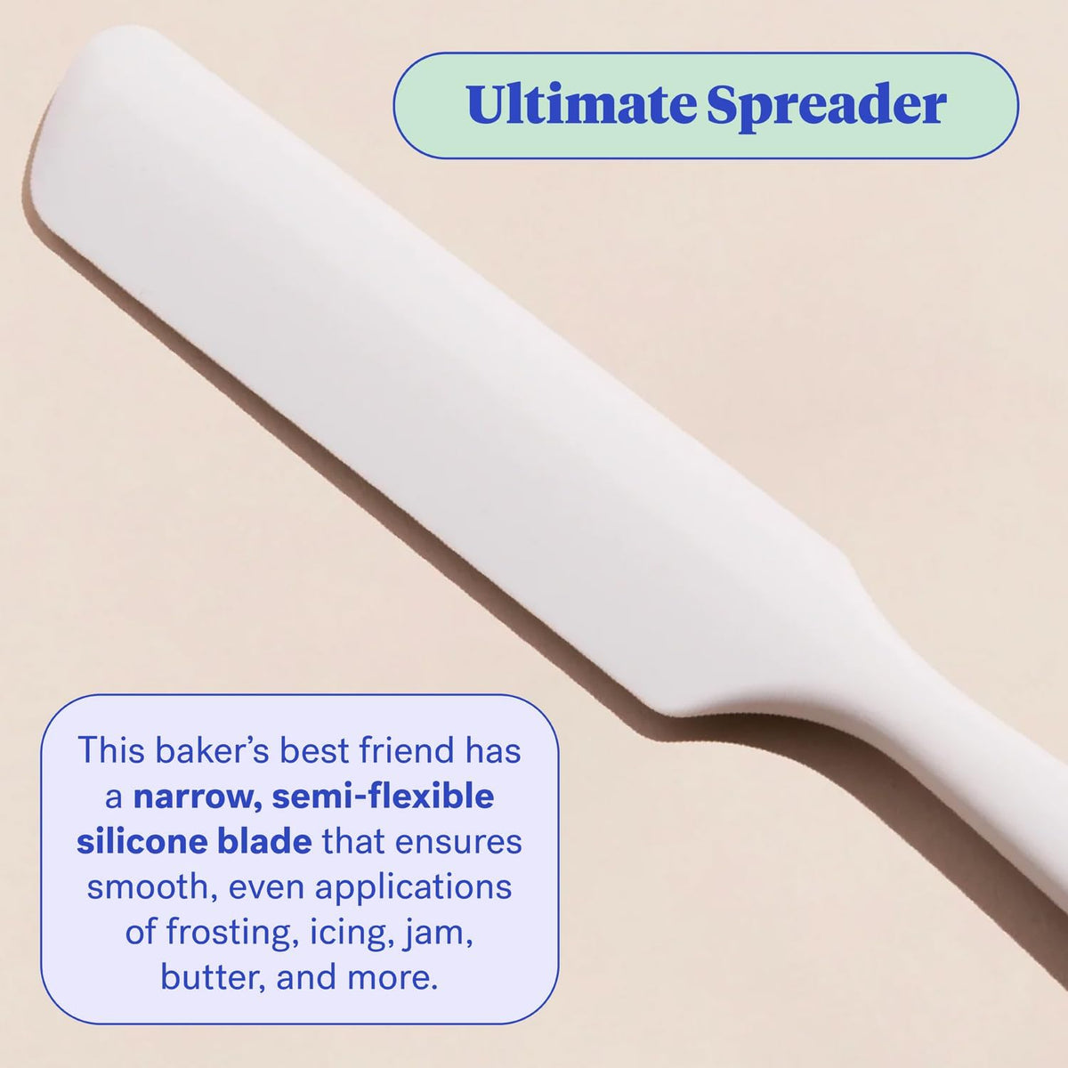 GIR: Get It Right Silicone Spreader - Silicone Butter Spreader - Food Grade Scraper - BPA & BPS Free - Baking Supplies - Home & Kitchen Gadgets - 10" x 1.10" - Studio White