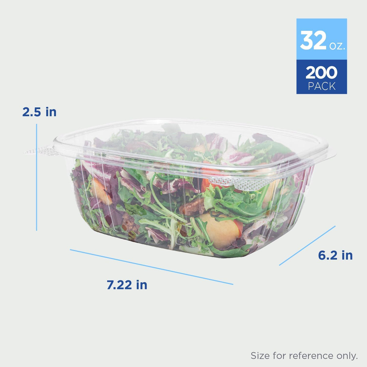 Karat 200 Count Clear PET Hinged Deli Take Out Containers - 32 oz Plastic Clamshell Food Containers, Disposable Square to Go Boxes, Ideal for Pasta Salads, Fruit, Deli Sides and More, FP-HDC32