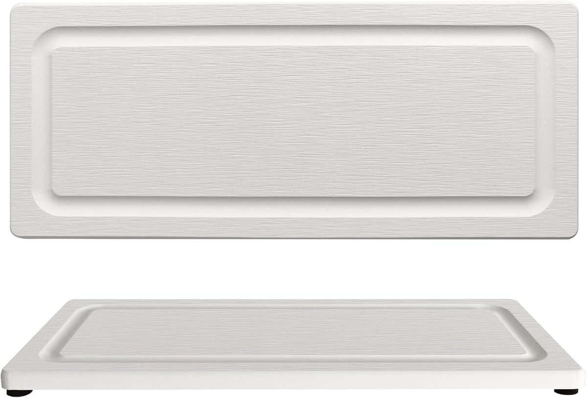 2 PCS Fast-Drying Stone Trays for Bathroom Sink & Kitchen Counter, Water Absorbing Diatomite Sink Coasters, Vanity Tray, Hand Soap Holder with Anti-Skid Pads (11" x 4.7" White)