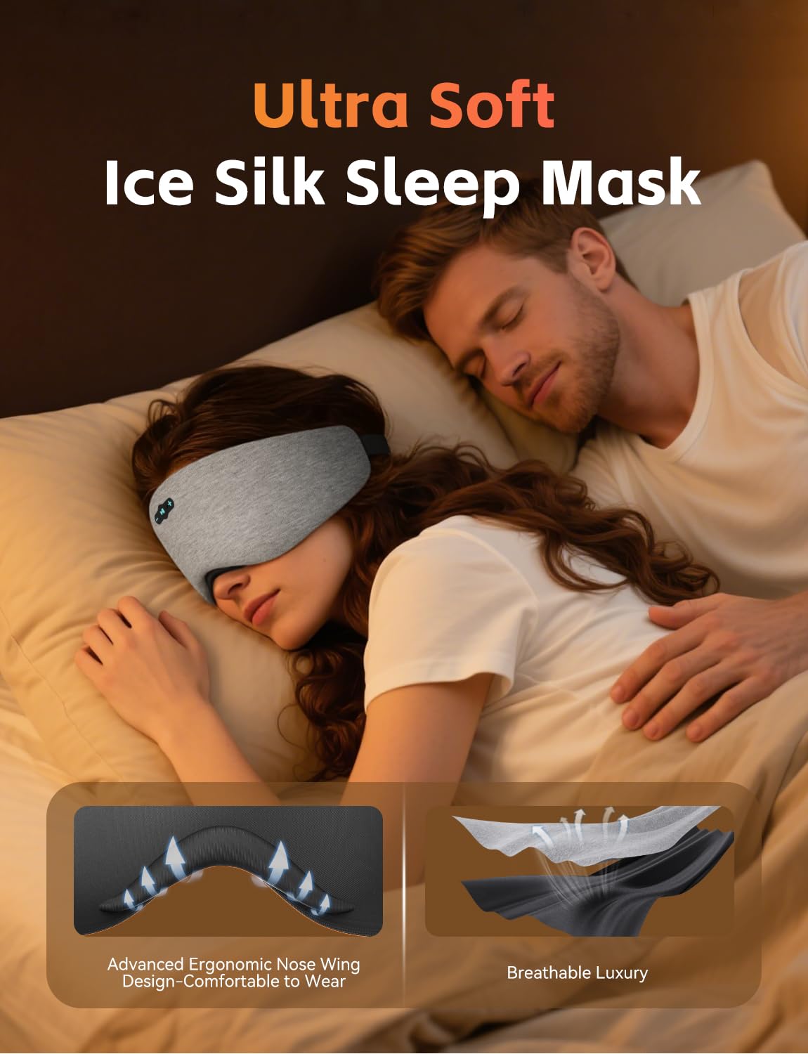 Sleep Headphones Bluetooth 6.0 Sleep Mask for Side Sleepers, 20H Playtime