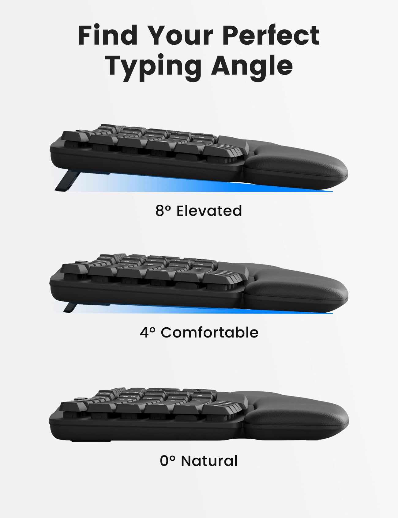 SABLUTE Wireless Keyboard and Mouse Combo, Ergonomic Wave, 30dB Quiet, MA41
