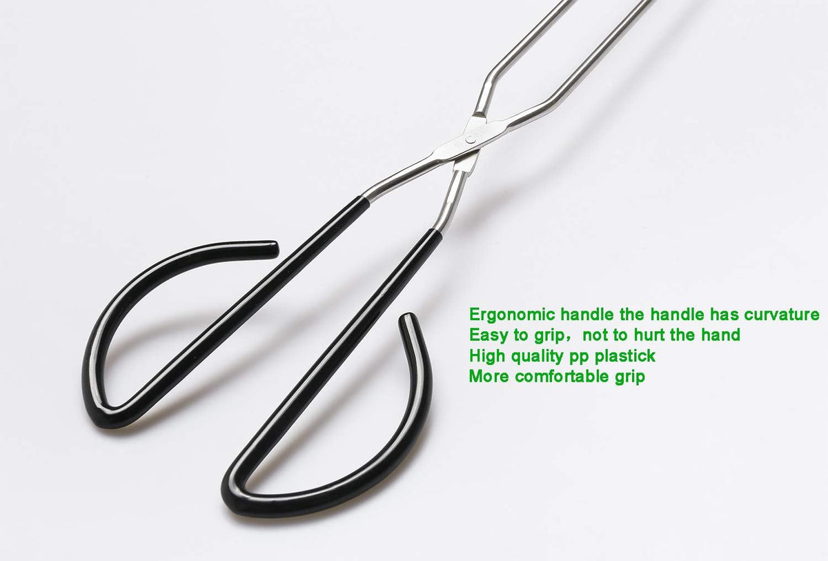 2Pcs 16 Inch Extra Long Stainless Steel Kitchen Scissor Tongs, Non-Slip Comfortable Red Grip, Heat Resistant for BBQ and Cooking